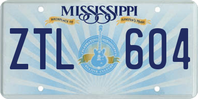 MS license plate ZTL604