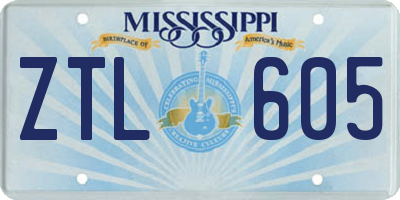 MS license plate ZTL605