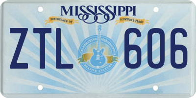 MS license plate ZTL606