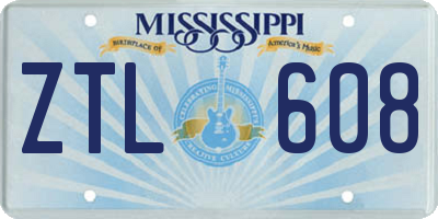 MS license plate ZTL608