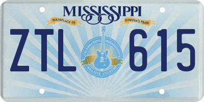 MS license plate ZTL615