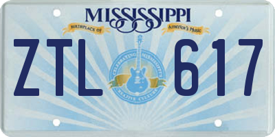 MS license plate ZTL617