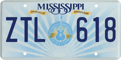 MS license plate ZTL618