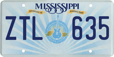 MS license plate ZTL635