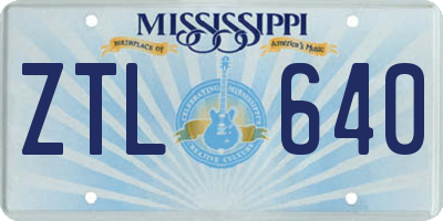 MS license plate ZTL640
