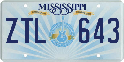 MS license plate ZTL643