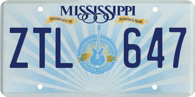MS license plate ZTL647