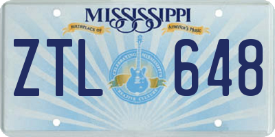 MS license plate ZTL648