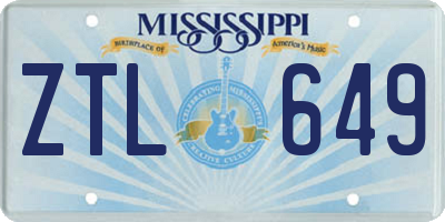 MS license plate ZTL649