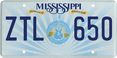 MS license plate ZTL650