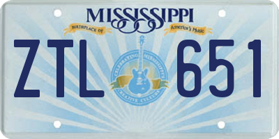 MS license plate ZTL651