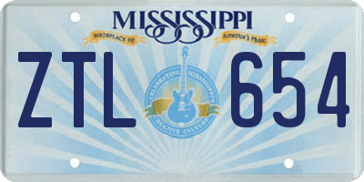 MS license plate ZTL654