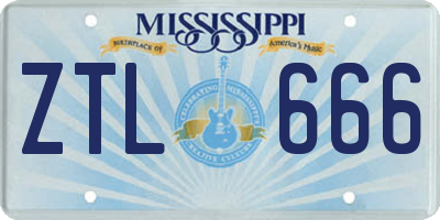 MS license plate ZTL666