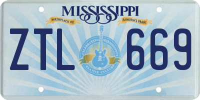 MS license plate ZTL669