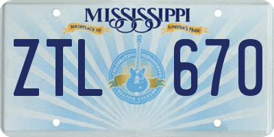 MS license plate ZTL670