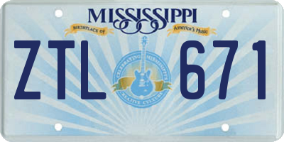 MS license plate ZTL671