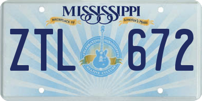 MS license plate ZTL672
