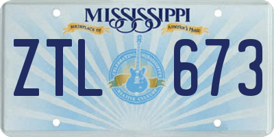 MS license plate ZTL673
