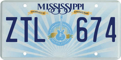 MS license plate ZTL674