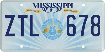 MS license plate ZTL678