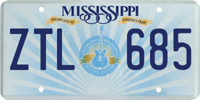 MS license plate ZTL685