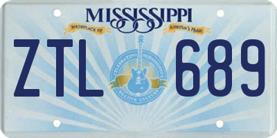MS license plate ZTL689