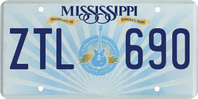 MS license plate ZTL690