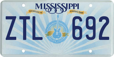 MS license plate ZTL692