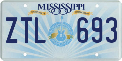 MS license plate ZTL693