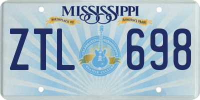 MS license plate ZTL698
