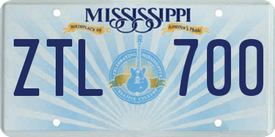 MS license plate ZTL700