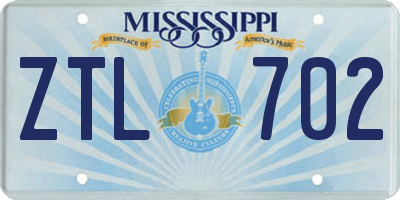 MS license plate ZTL702