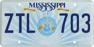 MS license plate ZTL703