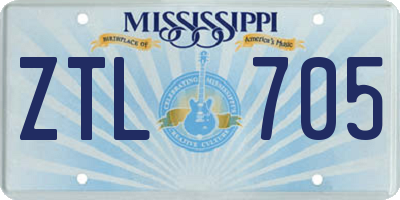 MS license plate ZTL705