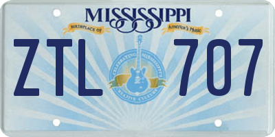 MS license plate ZTL707