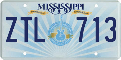 MS license plate ZTL713