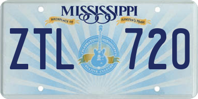 MS license plate ZTL720