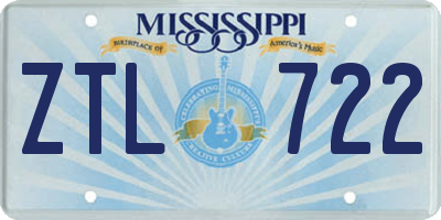 MS license plate ZTL722