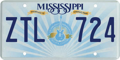 MS license plate ZTL724