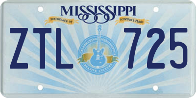 MS license plate ZTL725