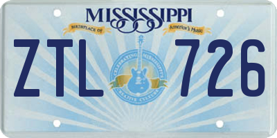MS license plate ZTL726