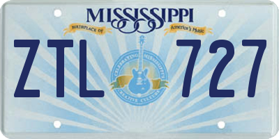 MS license plate ZTL727