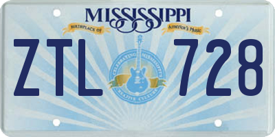 MS license plate ZTL728