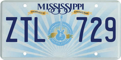 MS license plate ZTL729