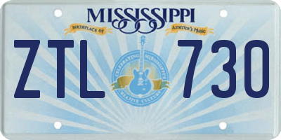 MS license plate ZTL730
