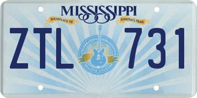 MS license plate ZTL731