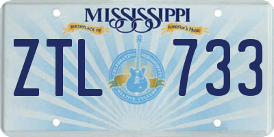 MS license plate ZTL733
