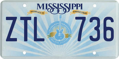 MS license plate ZTL736
