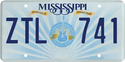 MS license plate ZTL741