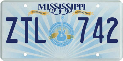 MS license plate ZTL742